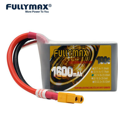 Fullymax 4s 1600mah 30c 14.8v 100c 비행기 Rc 리튬 폴리머 쿼드콥터 배터리