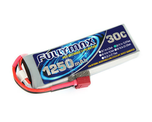 실내 느린 비행사 RC 고등 비행 항공기를 위한 Ｔ 플러그 리포 배터리 30C 1250mAh 3S 11.1V